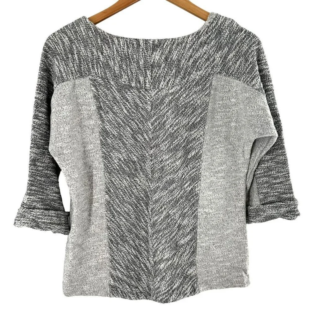 Club Monaco Gray Cotton Tweed Mixed Media Boxy Sweater Size Large - Picture 5 of 5